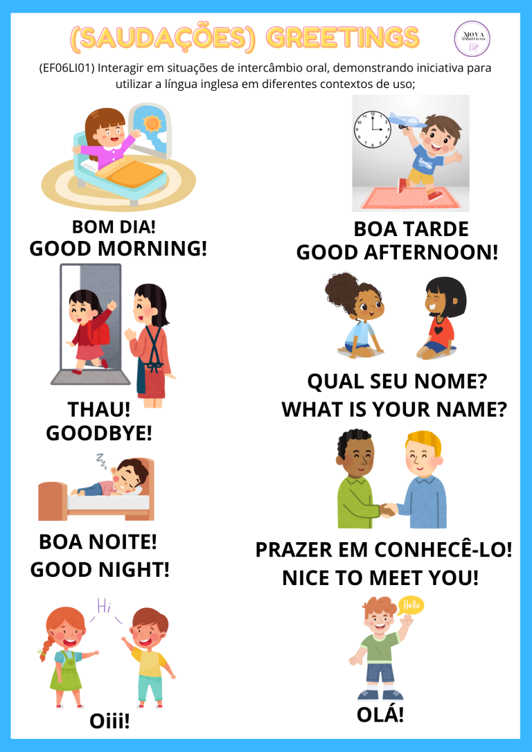 ATIVIDADES SOBRE SAUDAÇÕES- CONTEÚDO DE INGLÊS- GREETINGS – Mova Didáticos